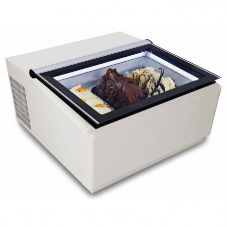 Table Top Model White Ice Cream Display Case opent van de klant kant