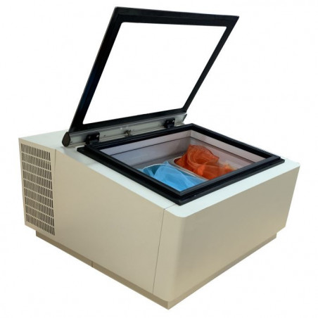 Table Top Model White Ice Cream Display Case opent van de klant kant