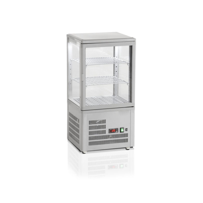 Petite vitrine réfrigérée 4 faces vitrées 58 L Gris